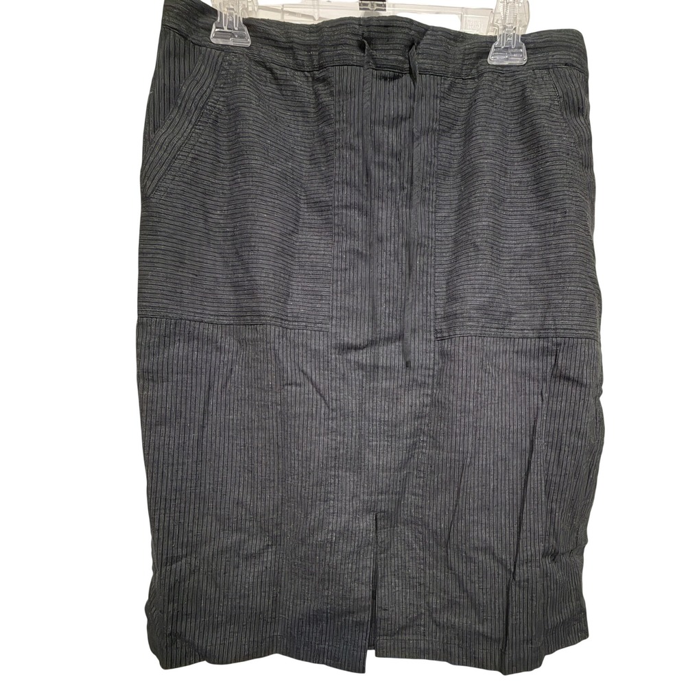 Prana Charcoal Grey Hemp Blend Drawstring Midi Skirt with Pockets LARGE